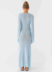 Seascape Chochet Maxi Dress - Blue